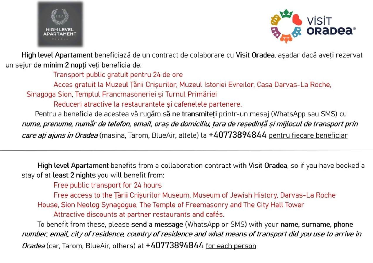 High Level Apart Oradea Free Reserved Parking 外观 照片